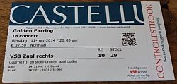 Golden Earring ticket#10-29 March 11, 2014 Alphen ad Rijn - Theater Castellum